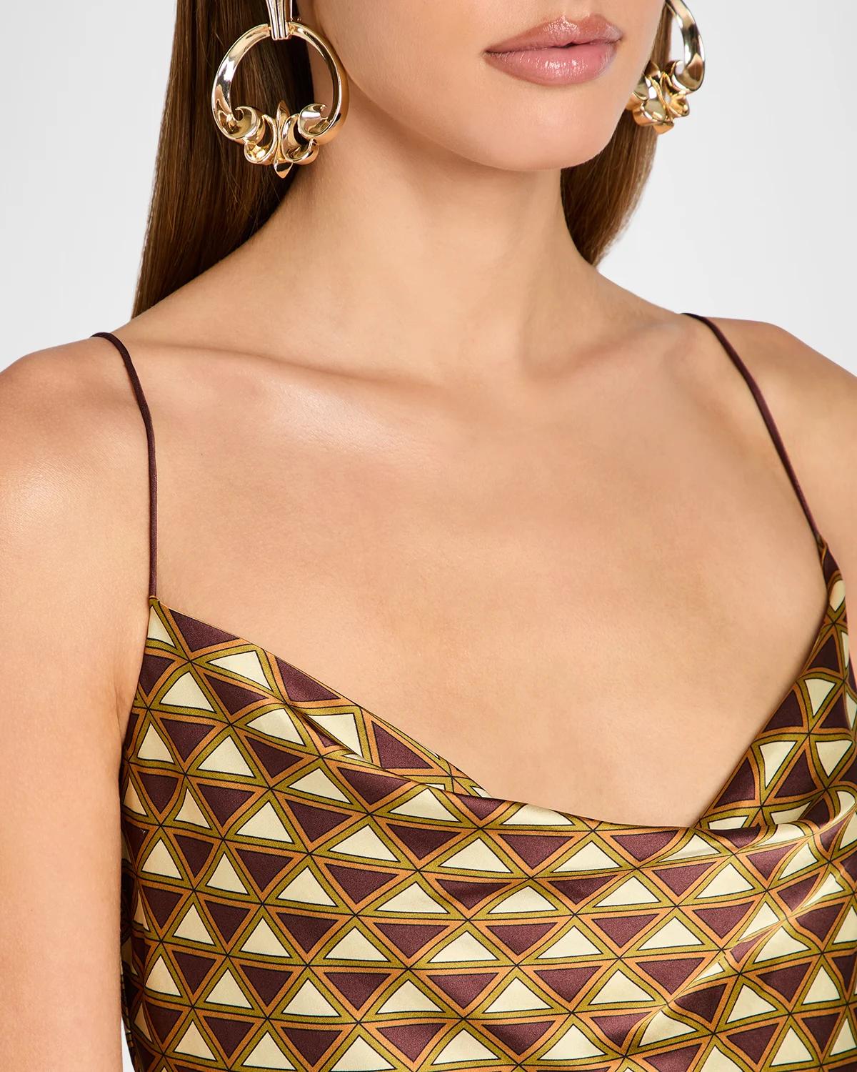 Clemenza Satin Cowl-Neck Mini Dress - thumbnail 6