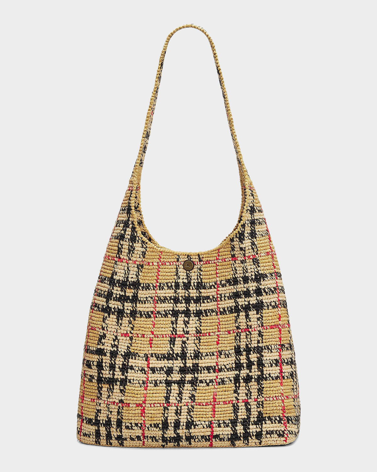 Burberry Margate Crochet Check Raffia Shoulder Bag | Neiman Marcus