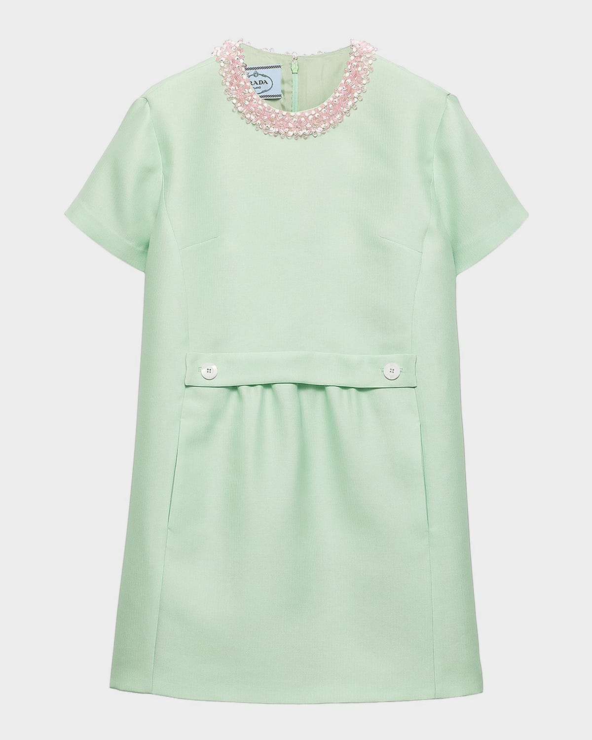 Prada Bead-Embroidered Silk Mini Shift Dress | Neiman Marcus