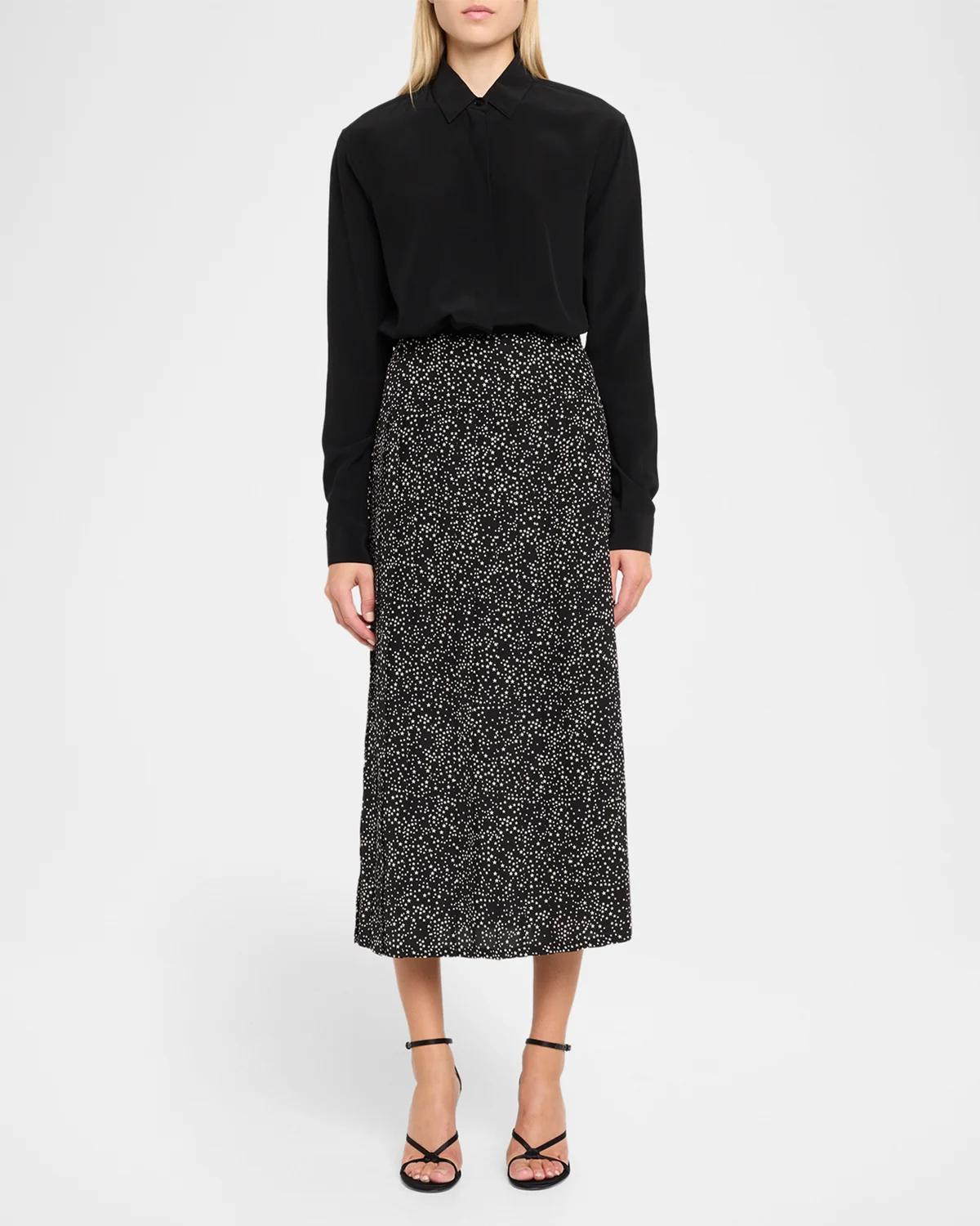 Star-Print Silk Midi Skirt - thumbnail 2