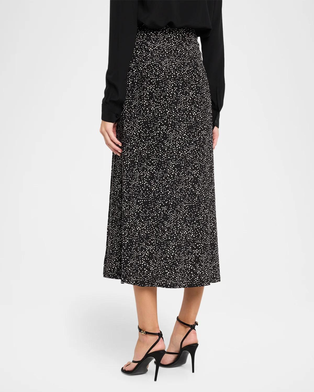 Star-Print Silk Midi Skirt - thumbnail 3