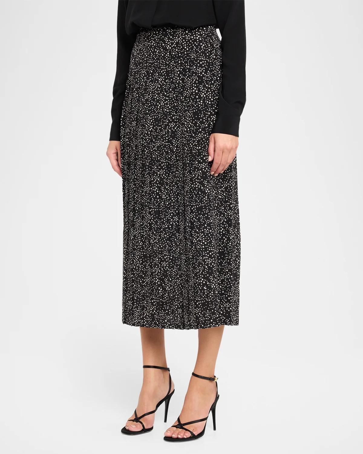Star-Print Silk Midi Skirt - thumbnail 4