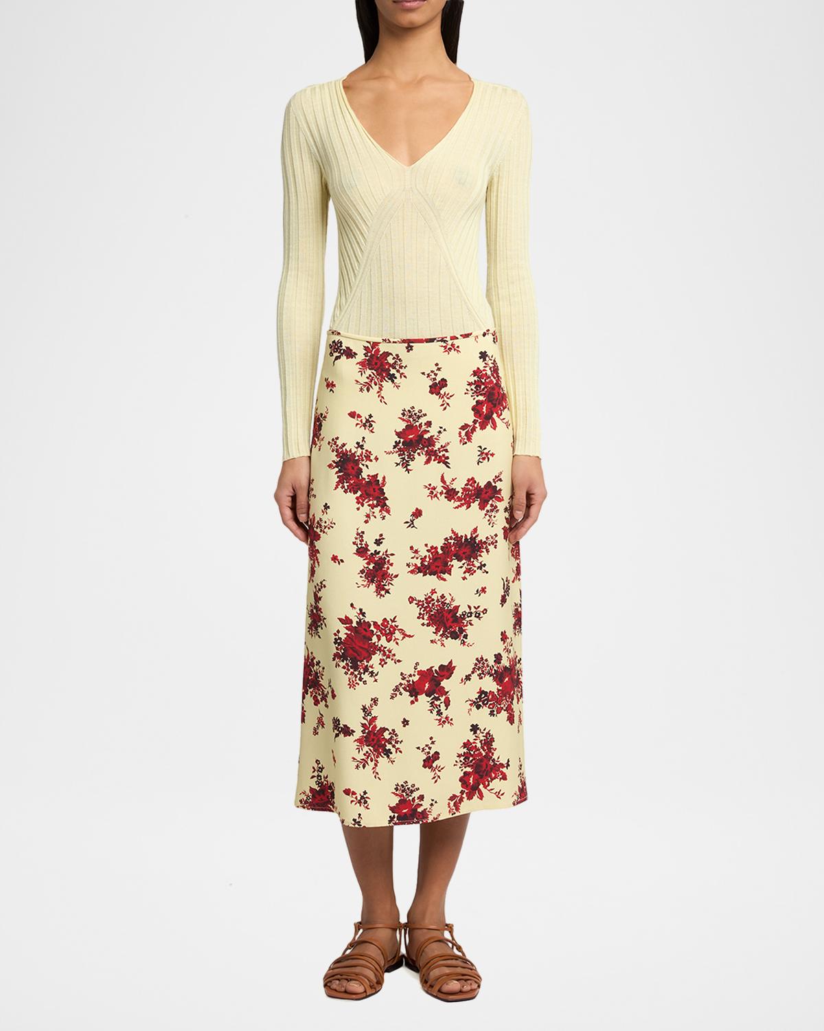 Floral-Print Viscose Midi Skirt - thumbnail 2