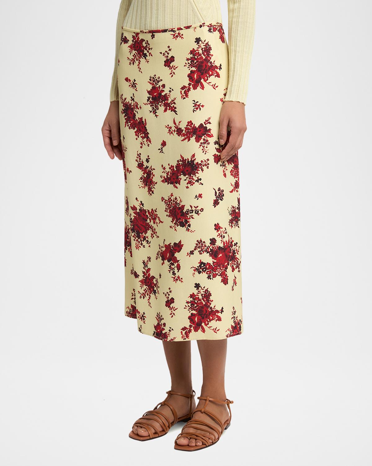 Floral-Print Viscose Midi Skirt - thumbnail 4