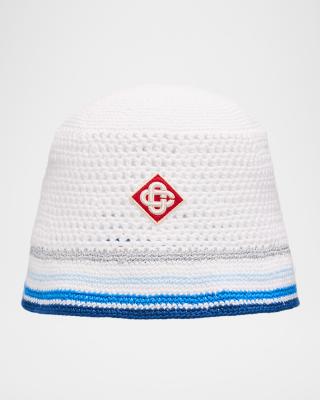 CASABLANCA Men's Mesh Stripe Crochet Bucket Hat | Neiman Marcus