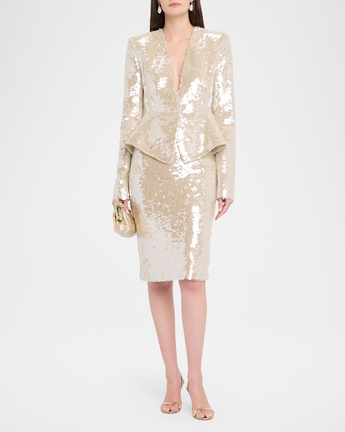 Sequined Fitted Peplum Jacket - thumbnail 2