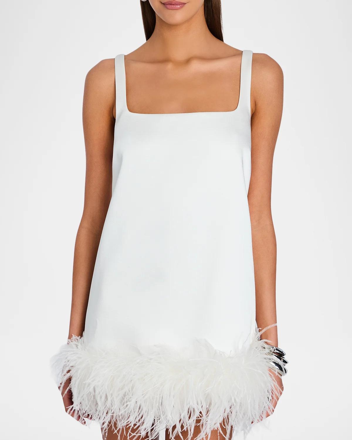Ragna Feather-Trim Mini Dress - thumbnail 4