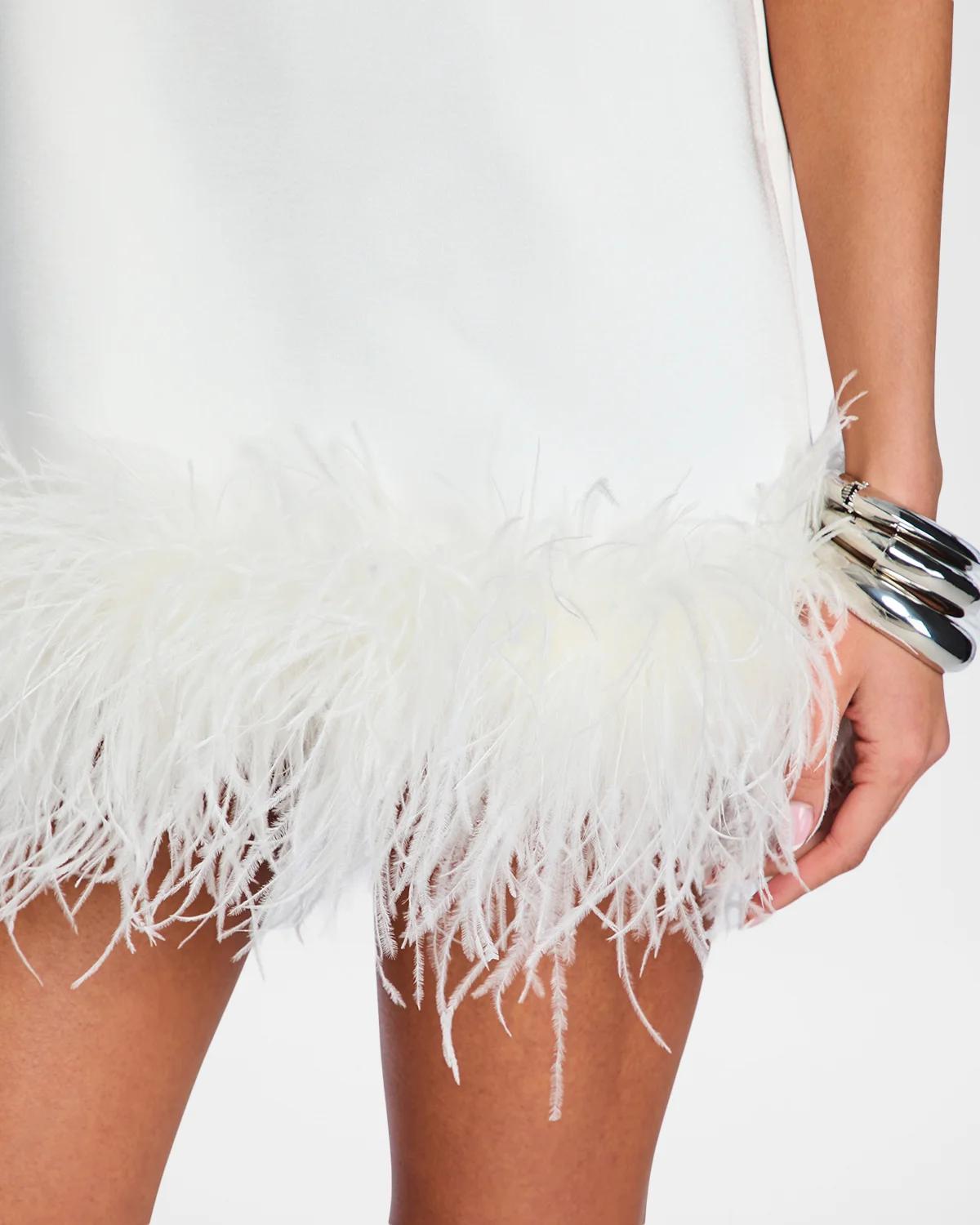 Ragna Feather-Trim Mini Dress - thumbnail 6