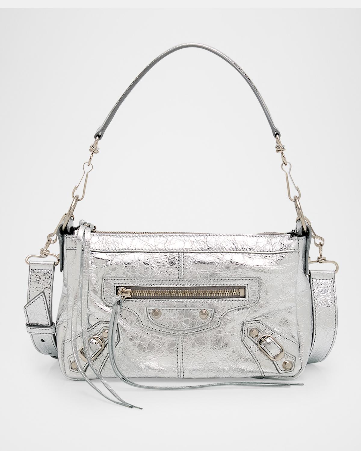 Balenciaga Le City Mini Metallic Leather Moto Shoulder Bag