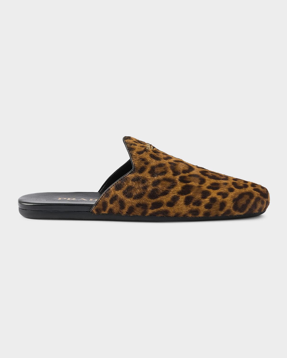 Prada Leopard-Print Cowhide & Leather Mules | Neiman Marcus