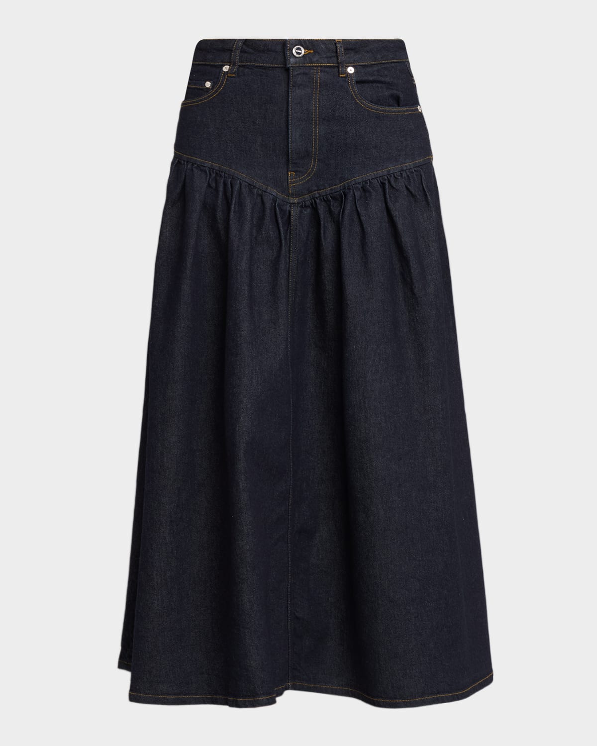 Ganni Stretch Denim Midi Skirt | Neiman Marcus
