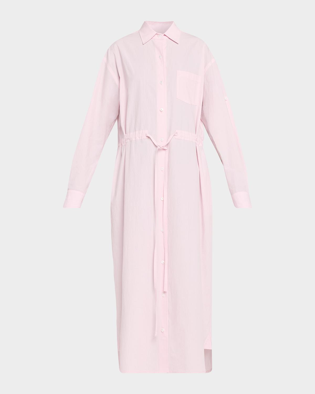 MARIA MCMANUS Long-Sleeve Drawstring Midi Shirtdress | Neiman Marcus