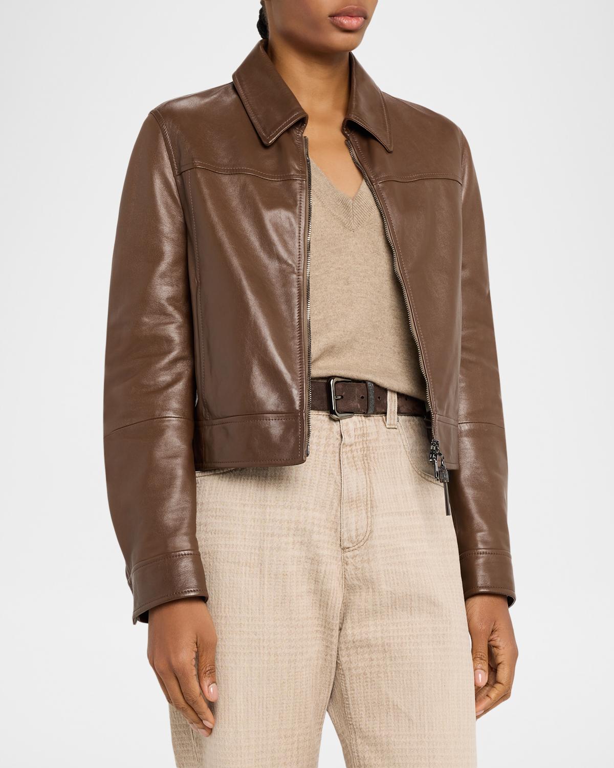 BRUNELLO CUCINELLI 가죽 크롭 자켓