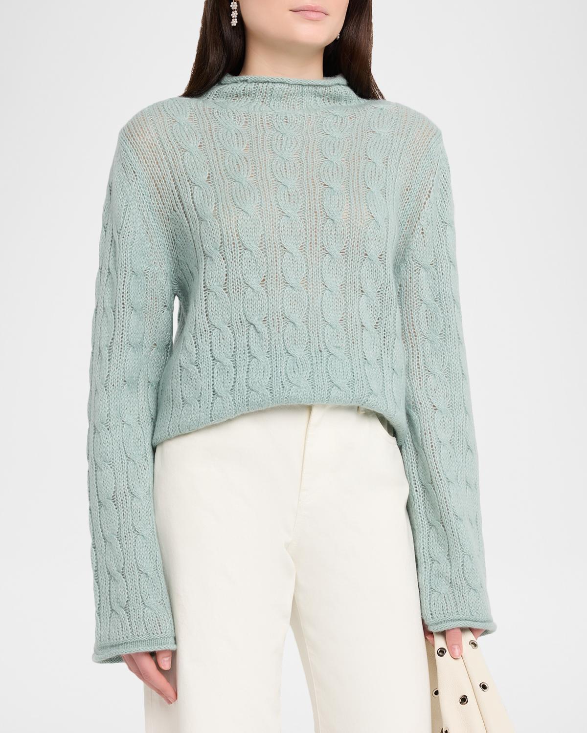 Cable-Knit Mock-Neck Sweater - thumbnail 4