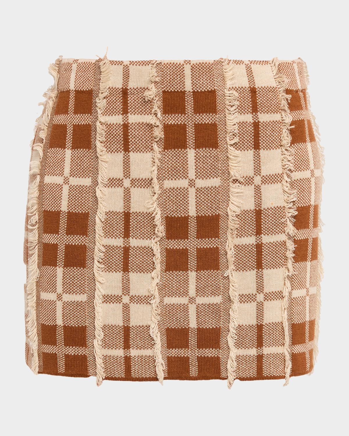Fringe Plaid Mini Skirt