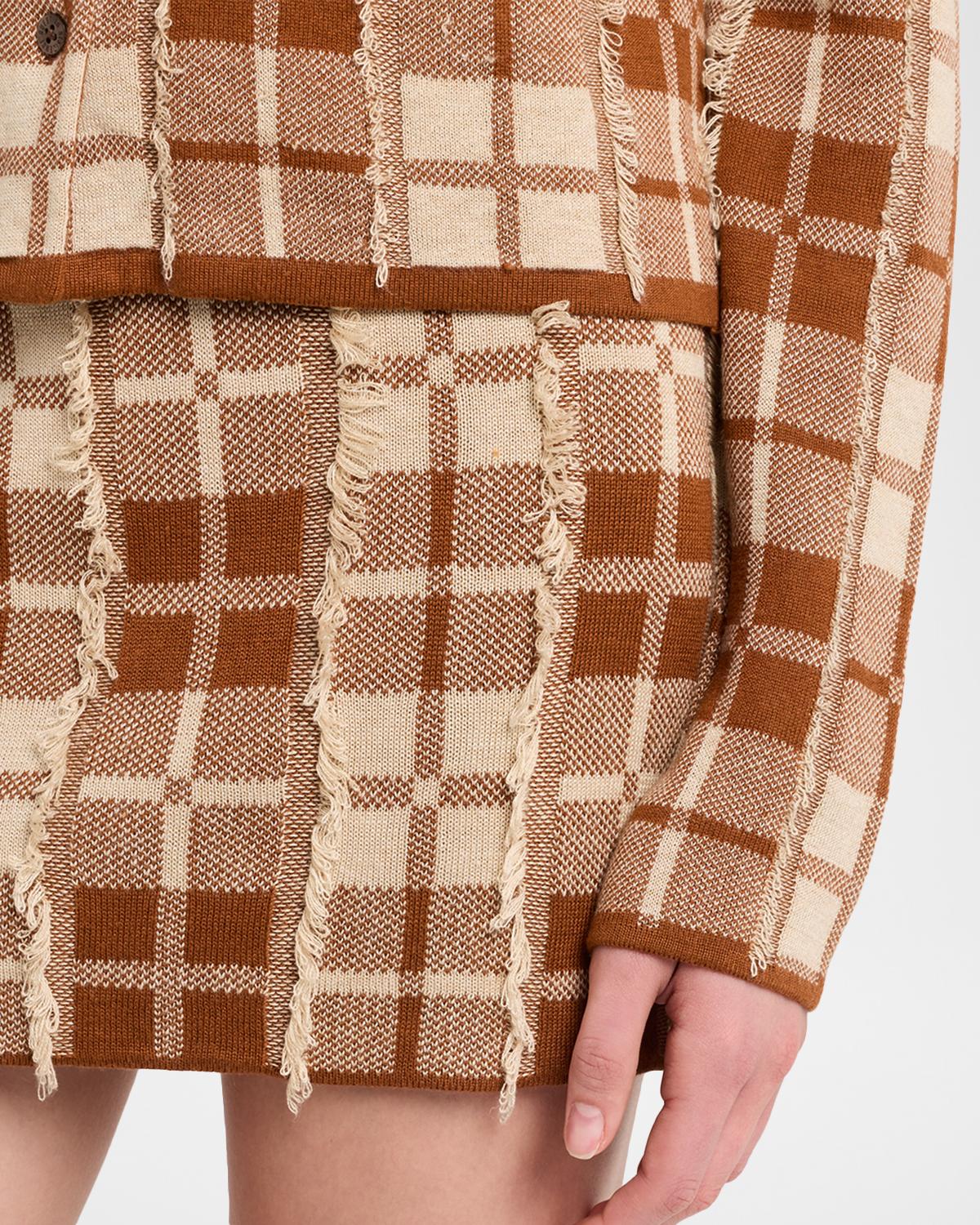 Fringe Plaid Mini Skirt - thumbnail 5