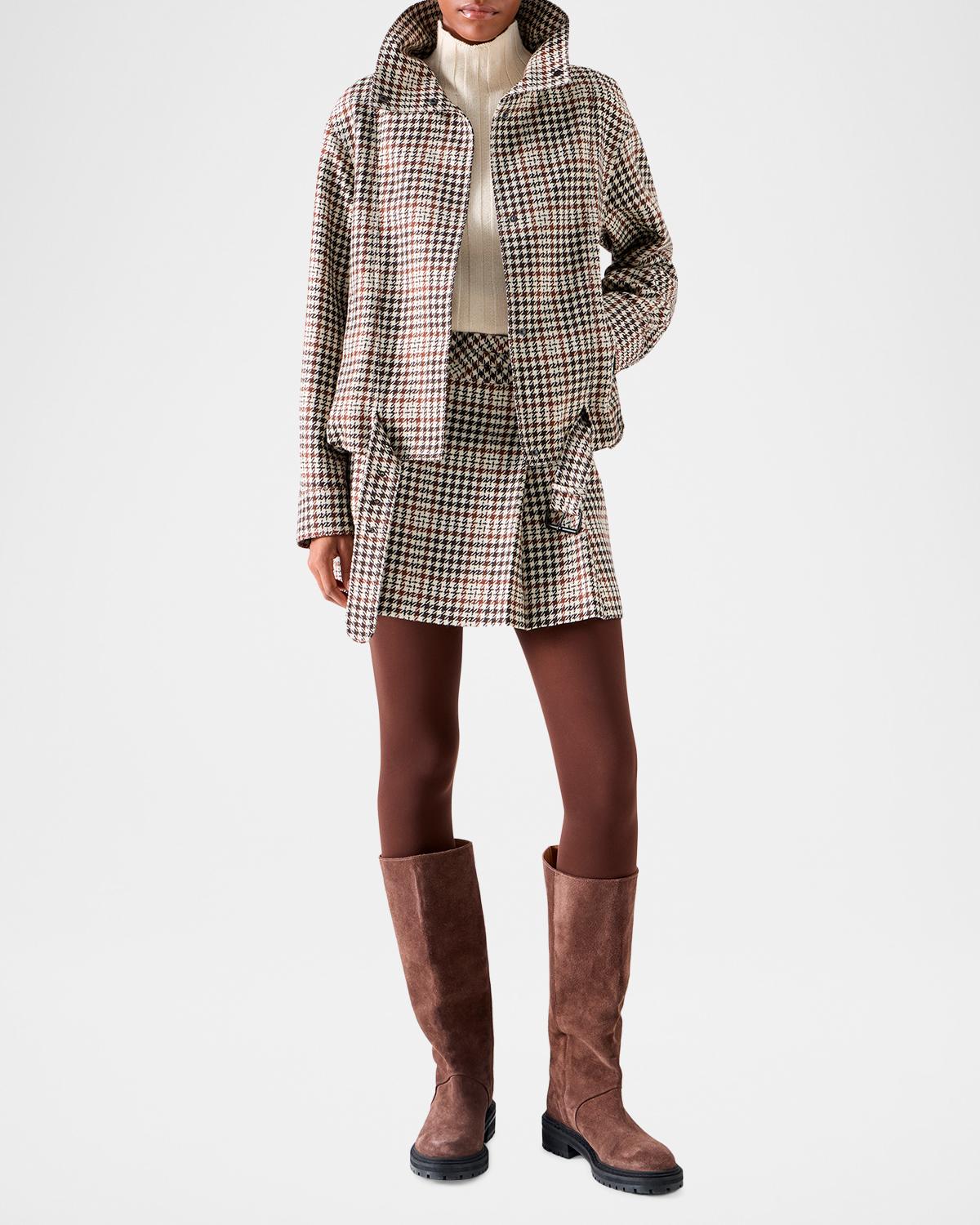 Houndstooth Tweed Wool-Blend Blouson Jacket - thumbnail 2