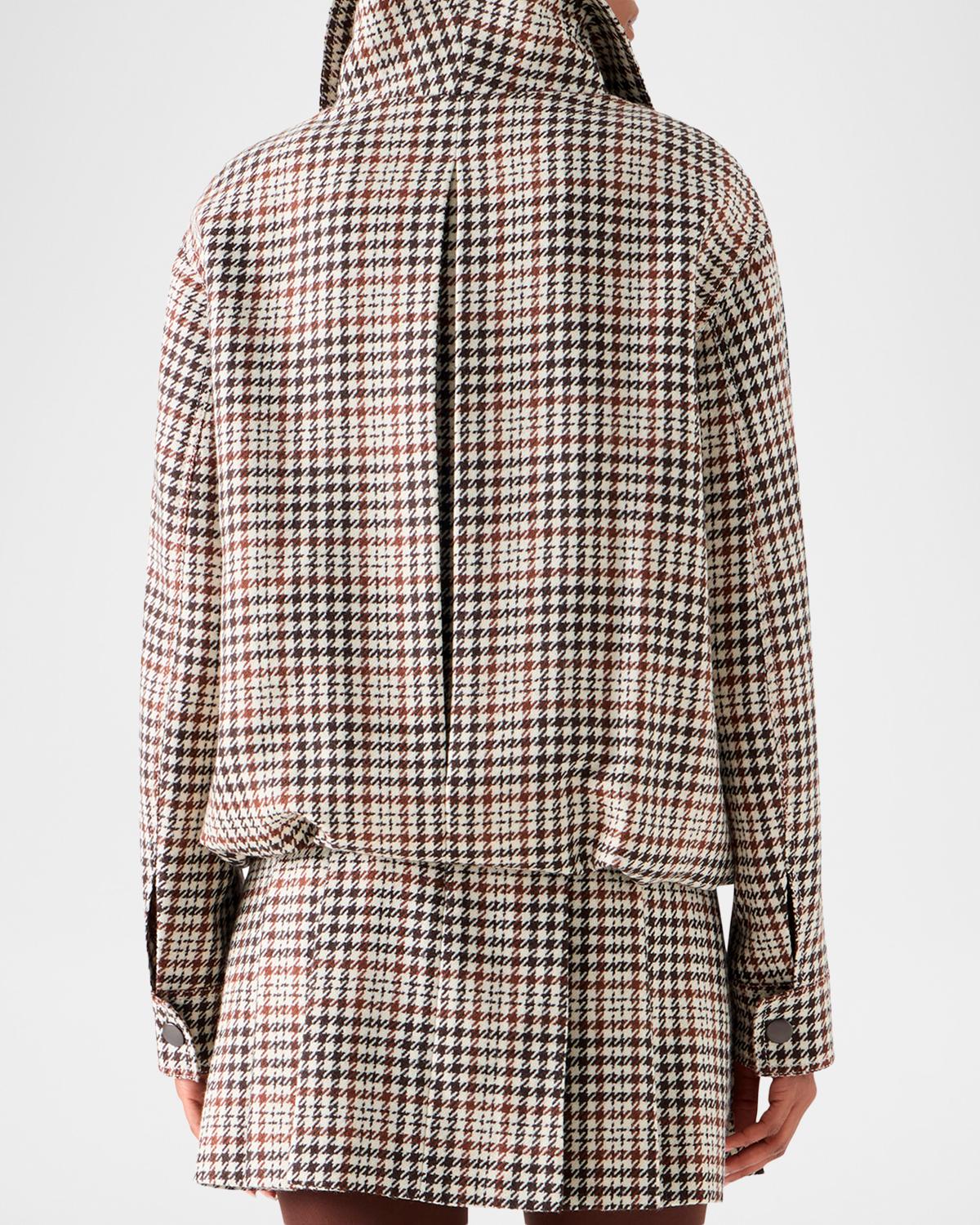 Houndstooth Tweed Wool-Blend Blouson Jacket - thumbnail 3