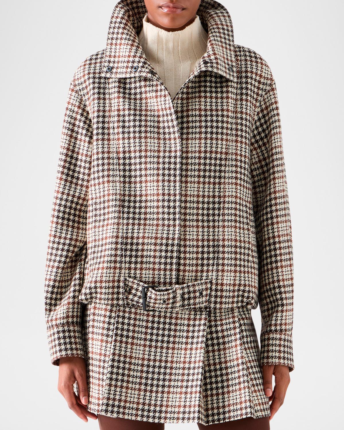 Houndstooth Tweed Wool-Blend Blouson Jacket - thumbnail 4