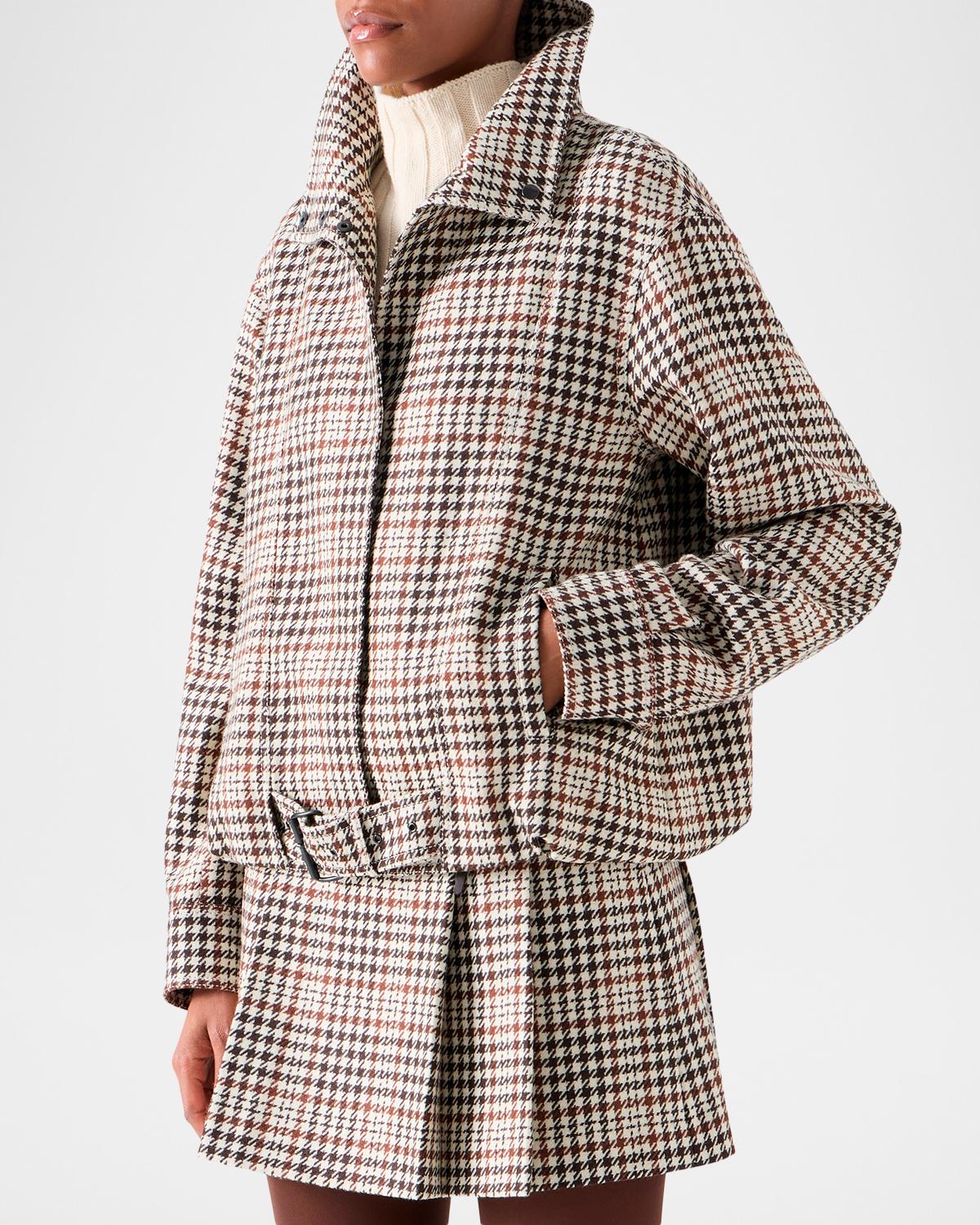 Houndstooth Tweed Wool-Blend Blouson Jacket - thumbnail 5