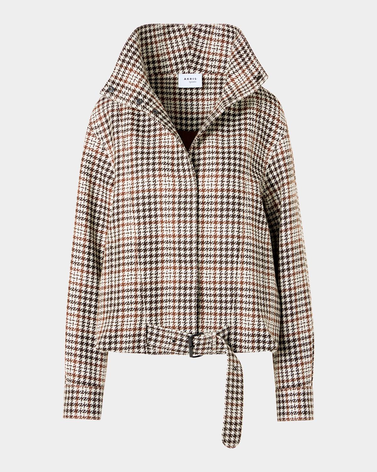 Akris punto Houndstooth Tweed Wool-Blend Blouson Jacket | Neiman