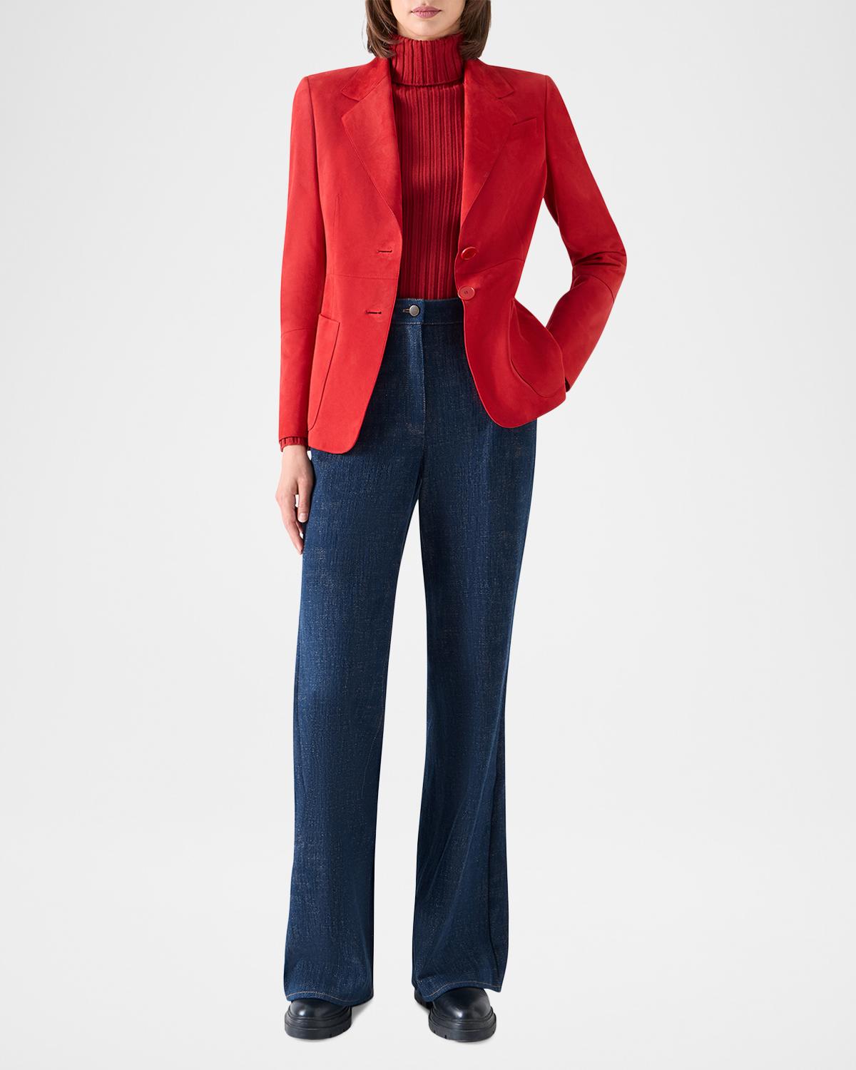 Suede Single-Breasted Blazer - thumbnail 2