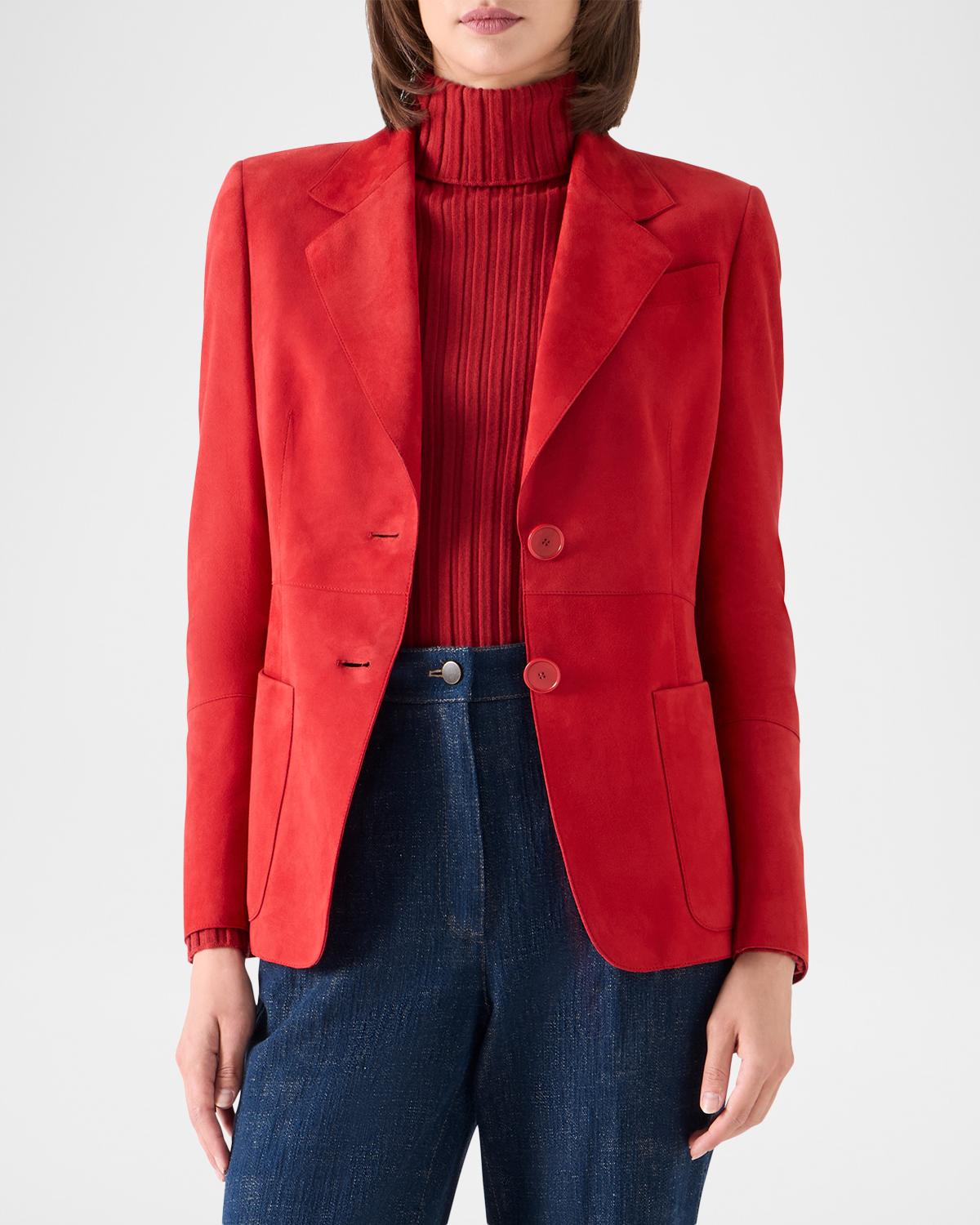 Suede Single-Breasted Blazer - thumbnail 4