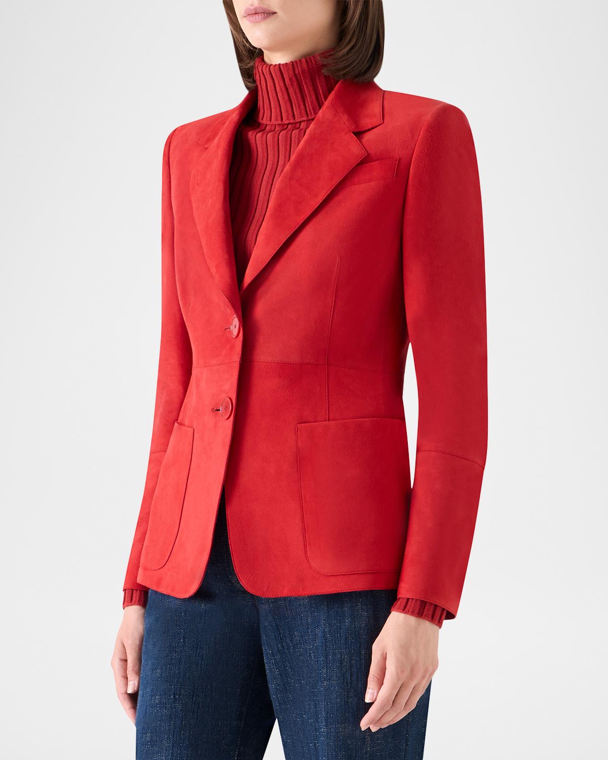 Suede Single-Breasted Blazer - thumbnail 5