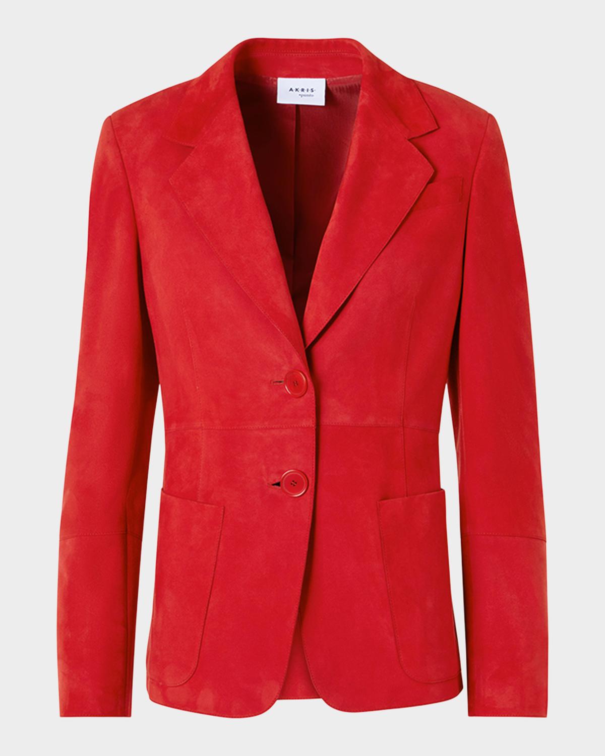 Suede Single-Breasted Blazer