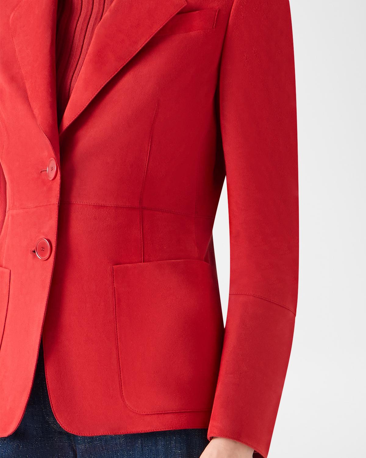 Suede Single-Breasted Blazer - thumbnail 6