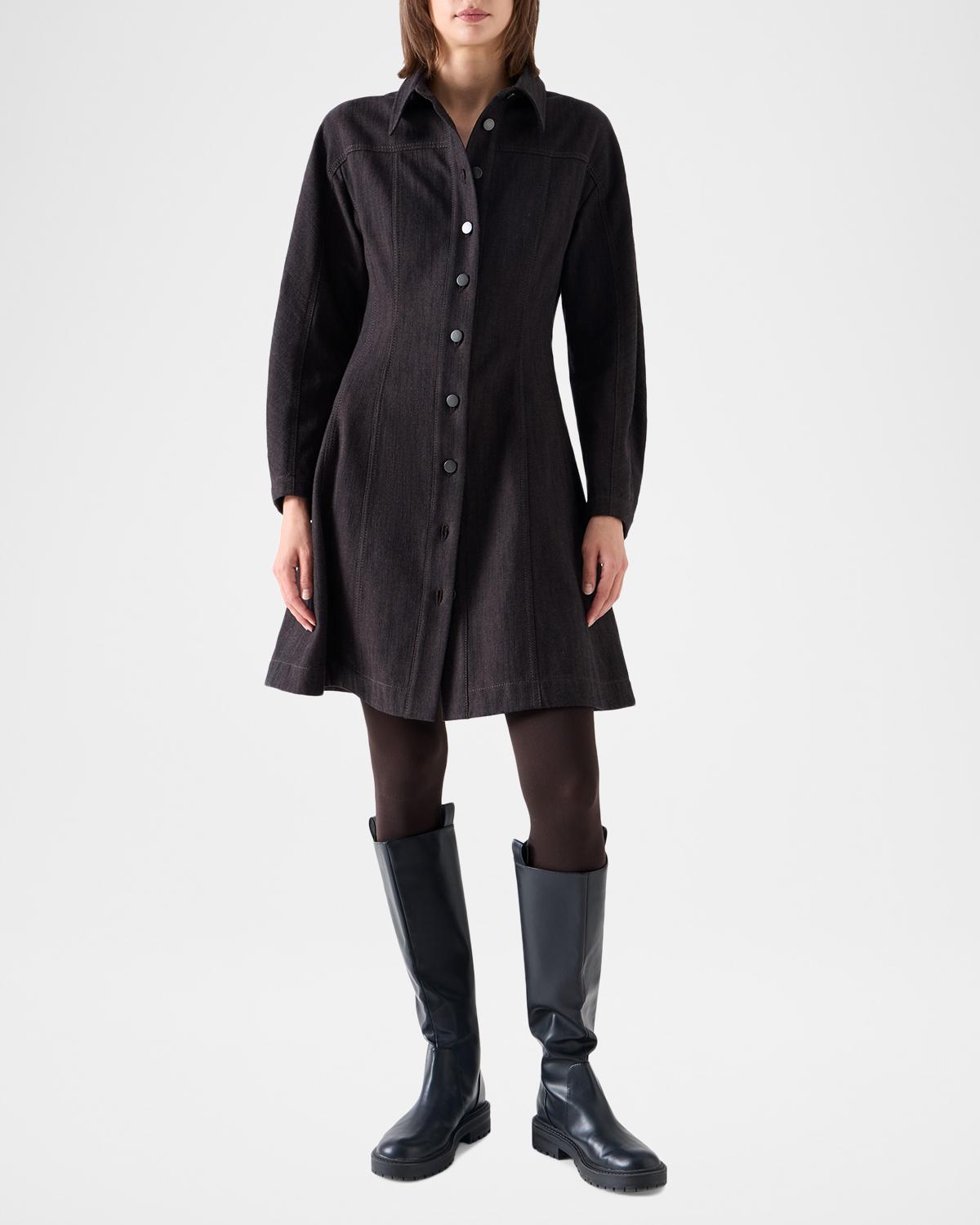 Panel Winter Denim Shirtdress - thumbnail 4