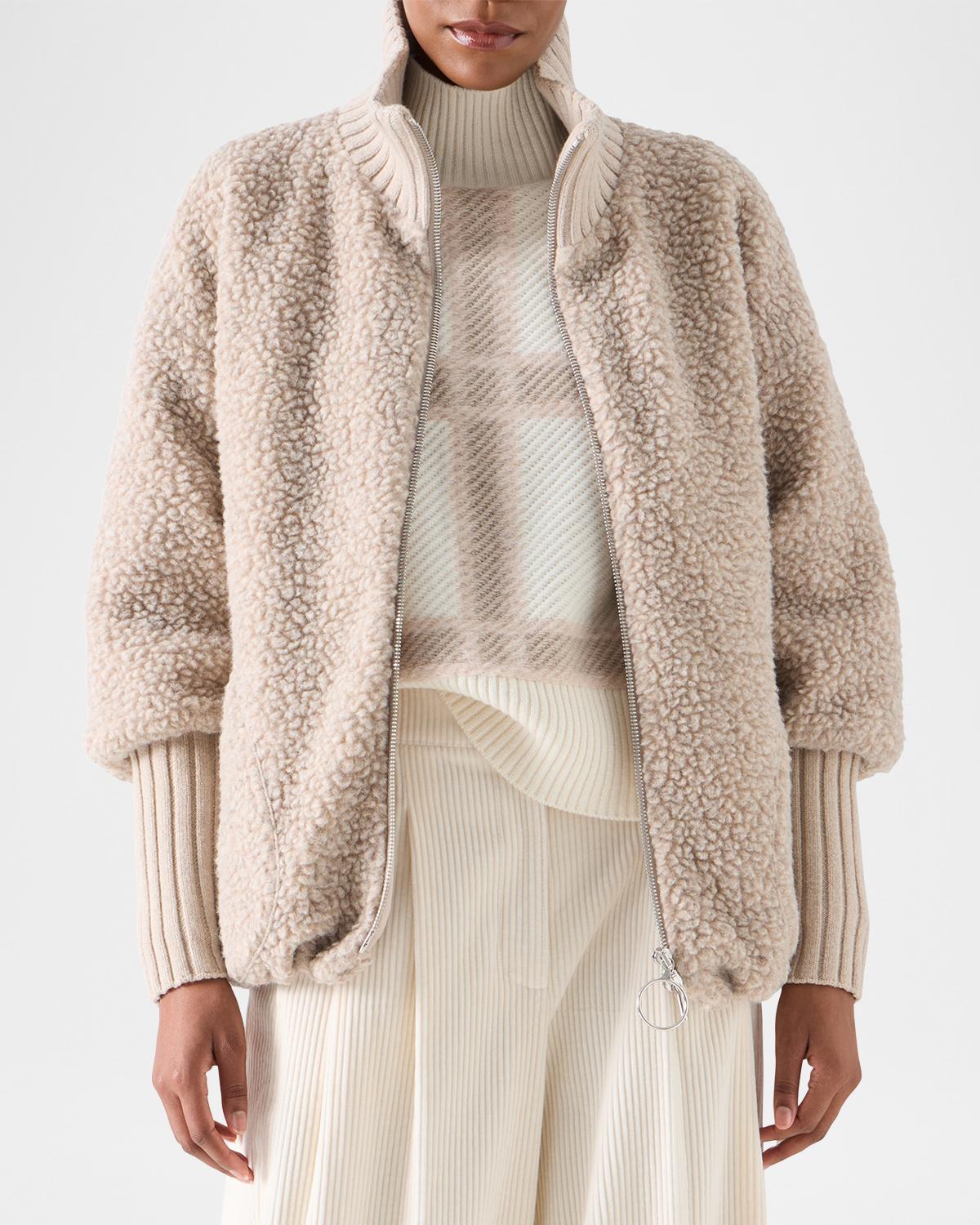Bouclé Fleece Relaxed-Fit Coat - thumbnail 4
