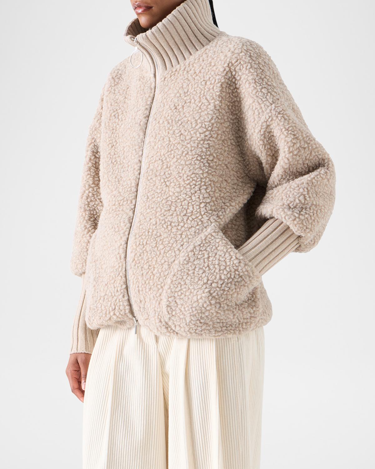 Bouclé Fleece Relaxed-Fit Coat - thumbnail 5