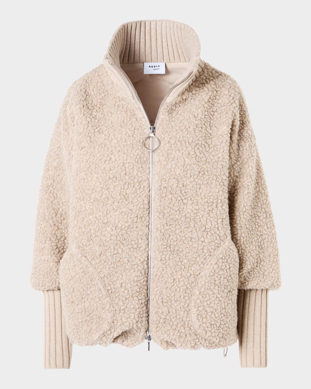 Bouclé Fleece Relaxed-Fit Coat
