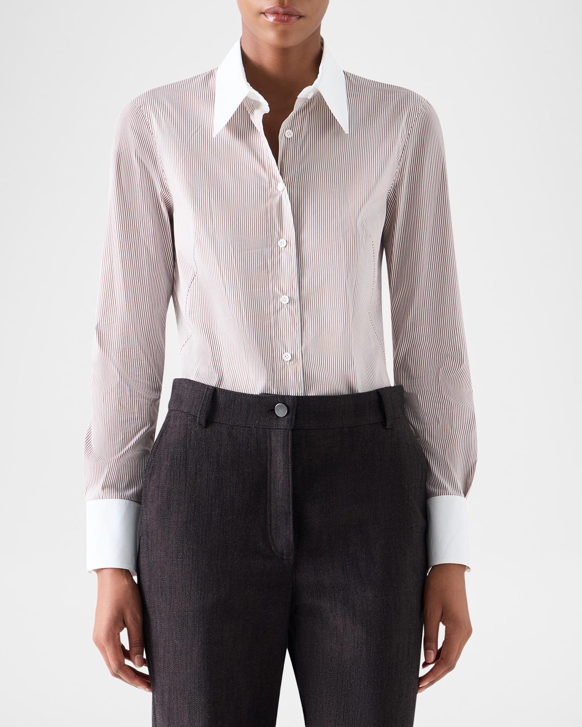 Stripe Stretch Cotton Poplin Shirt - thumbnail 4