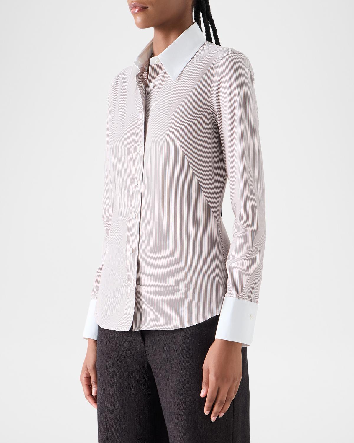 Stripe Stretch Cotton Poplin Shirt - thumbnail 5