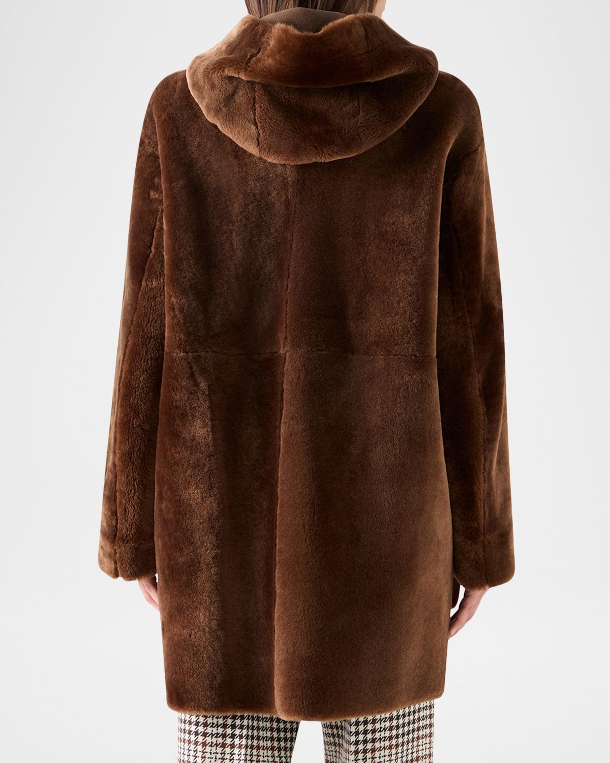Hooded Shearling Oversized Coat - thumbnail 3