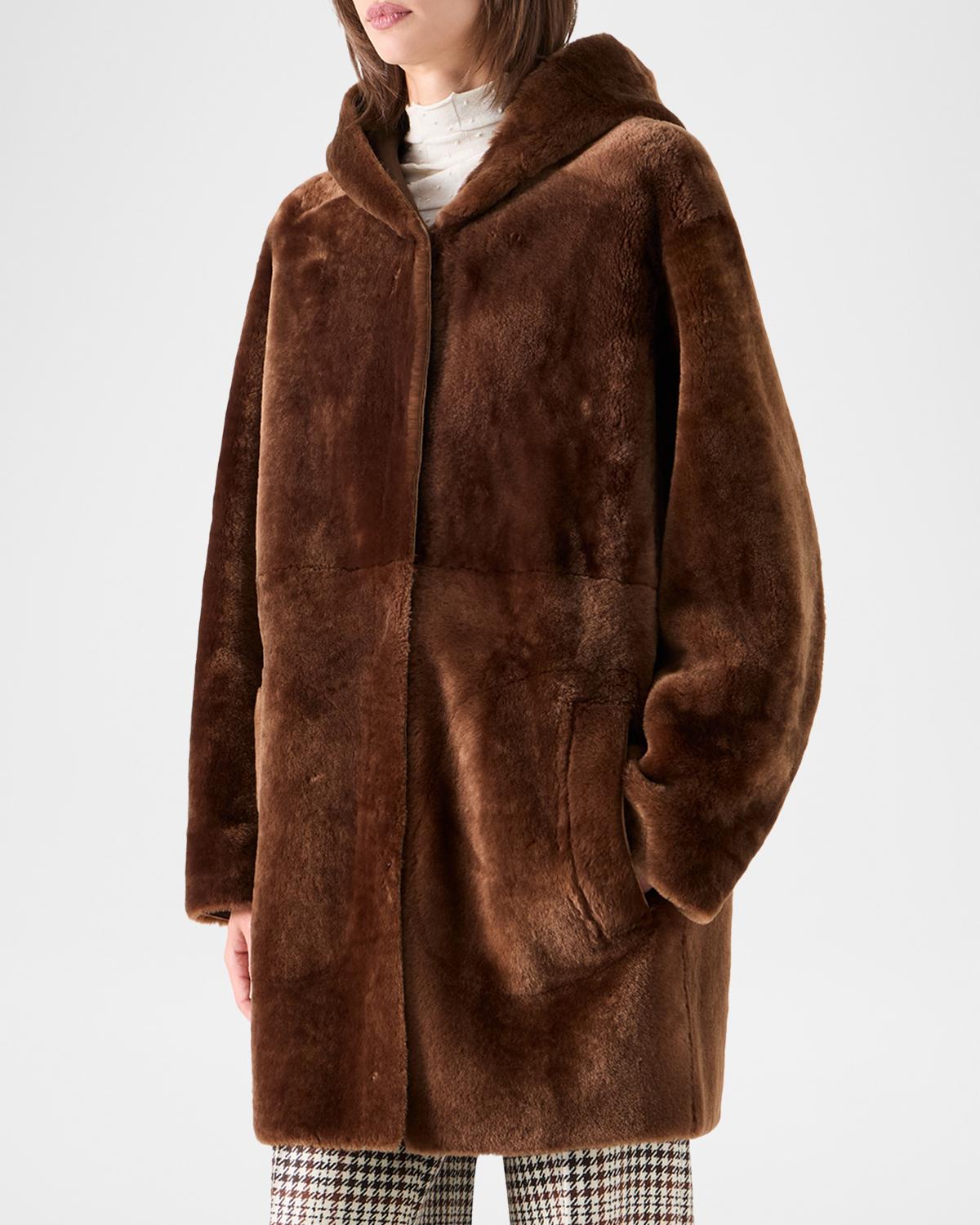 Hooded Shearling Oversized Coat - thumbnail 5