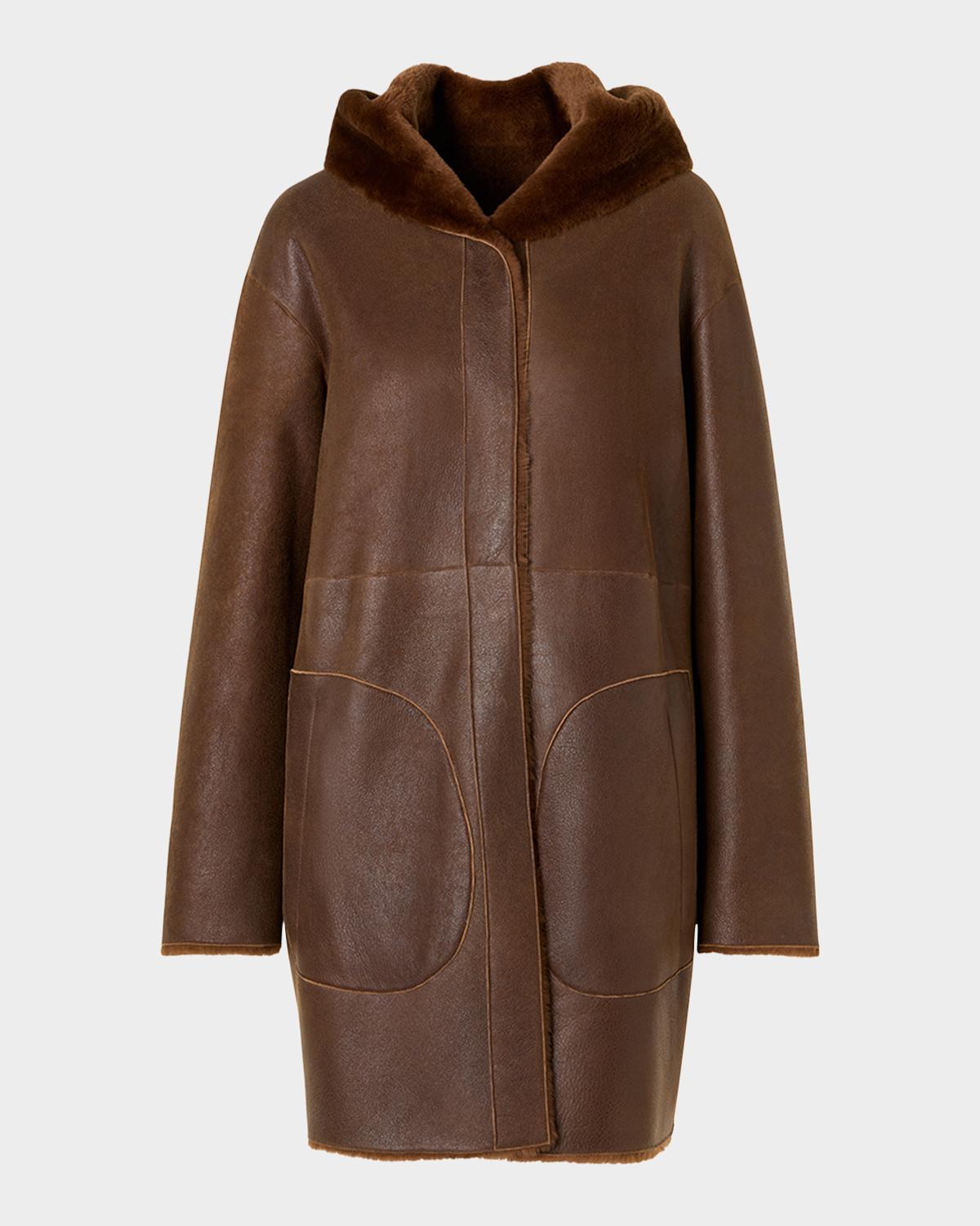 Hooded Shearling Oversized Coat - thumbnail 6