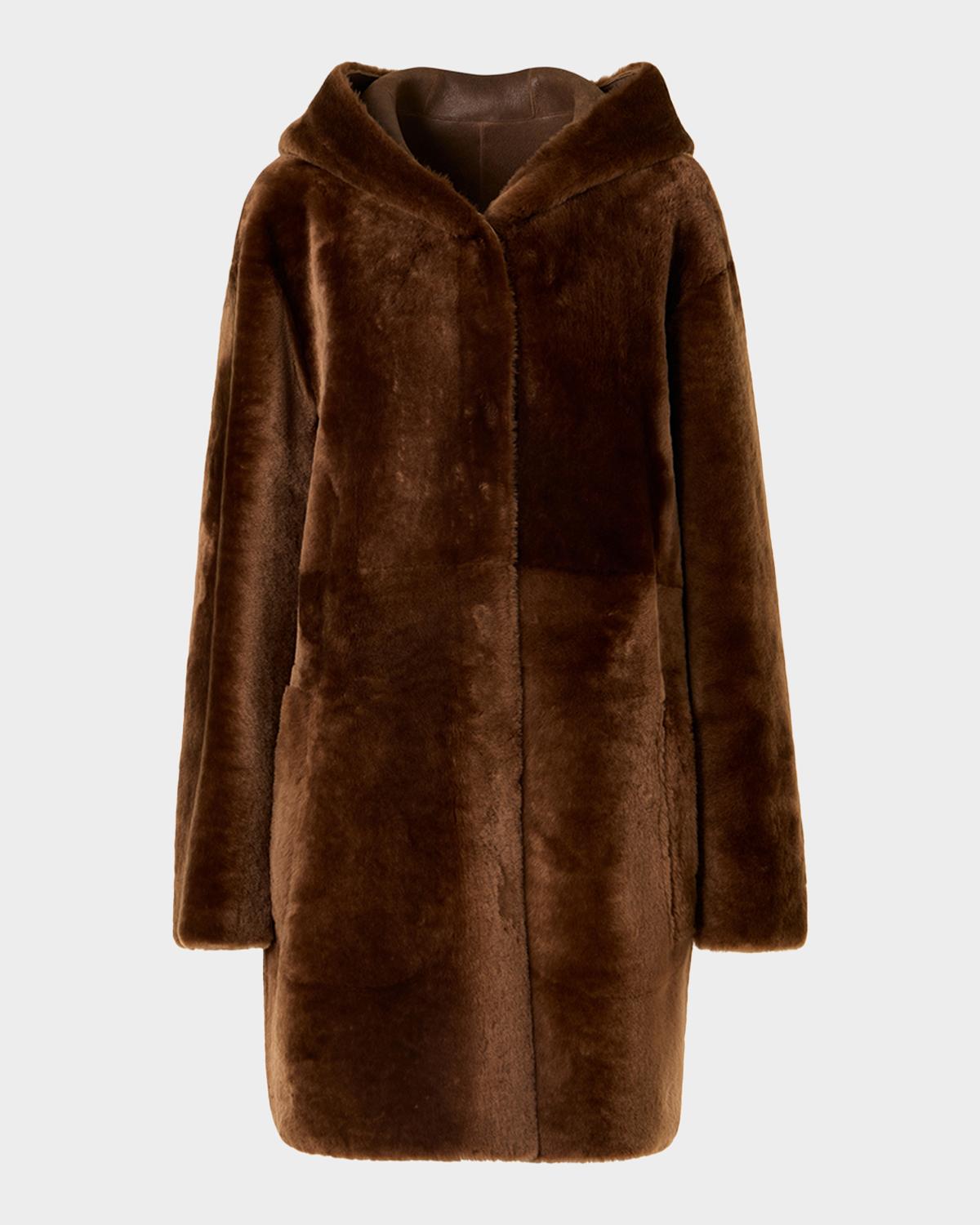 Hooded Shearling Oversized Coat