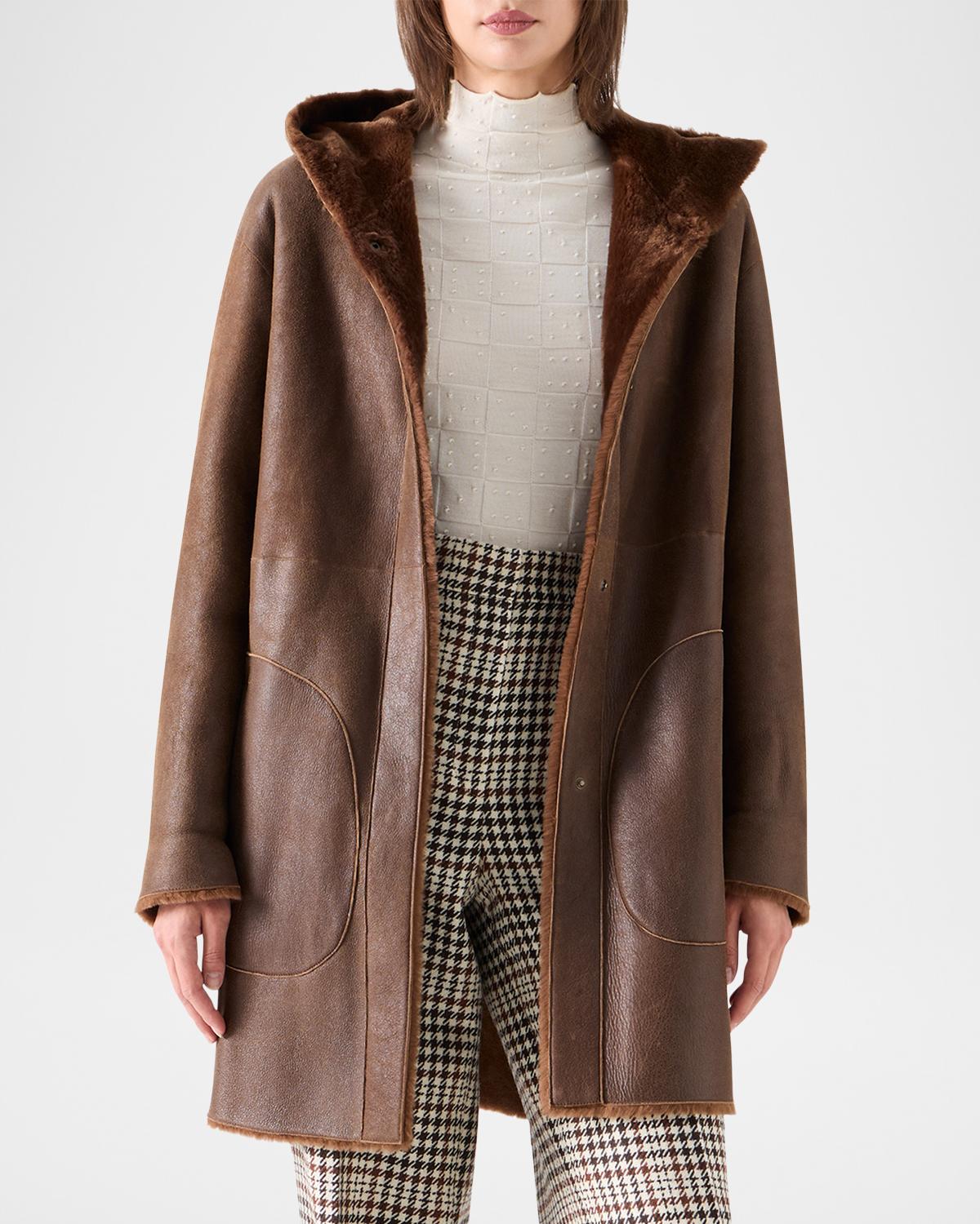 Hooded Shearling Oversized Coat - thumbnail 8