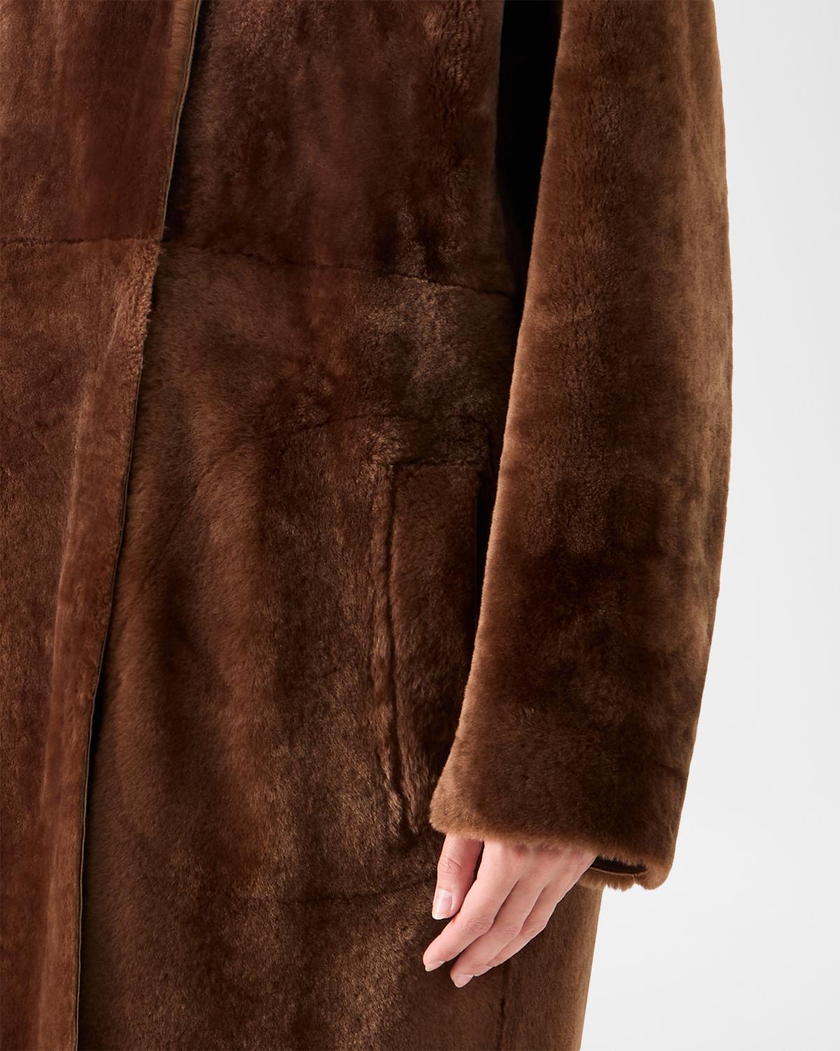 Hooded Shearling Oversized Coat - thumbnail 7