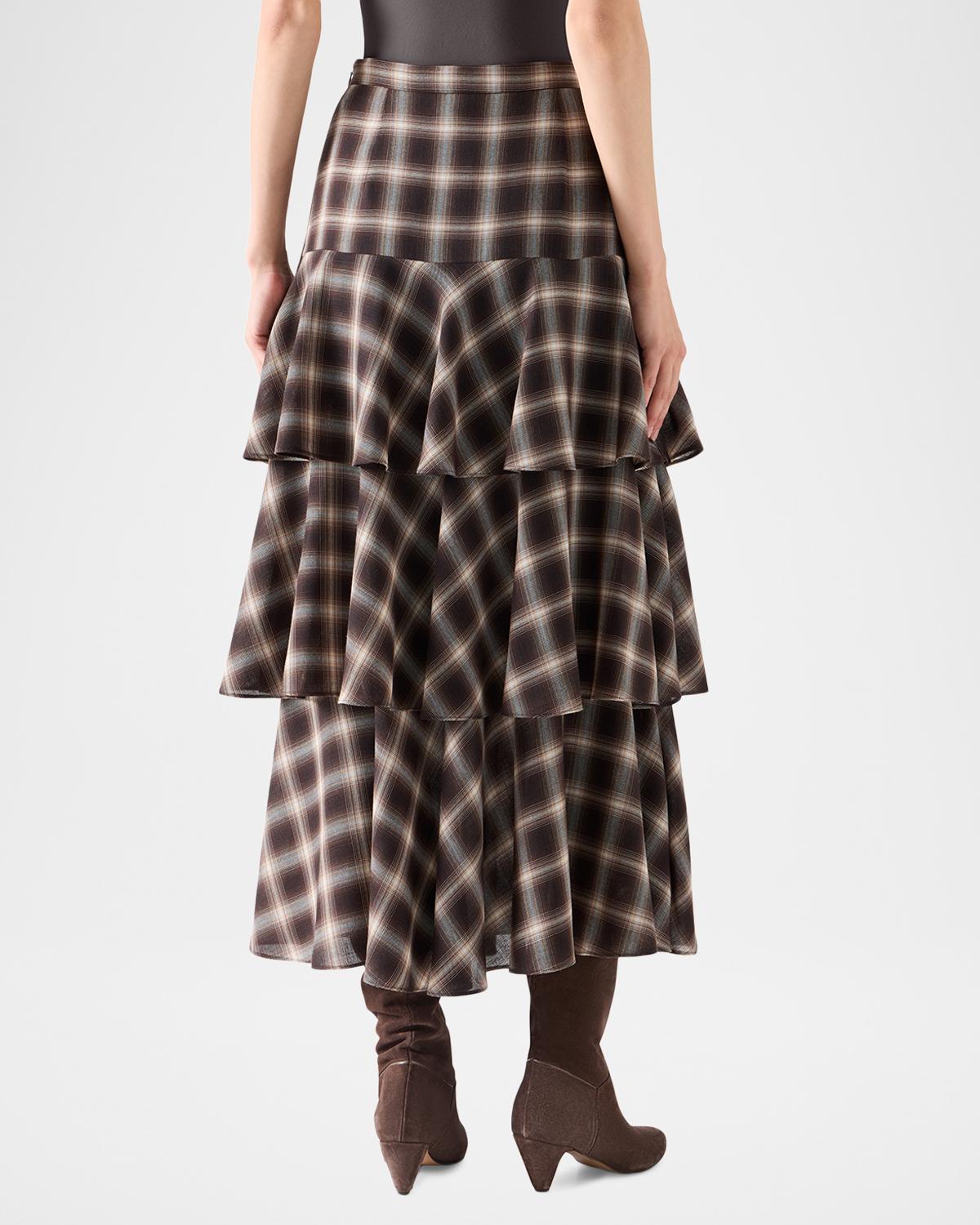 Shelley Plaid Techno Wool-Blend Midi Skirt - thumbnail 3