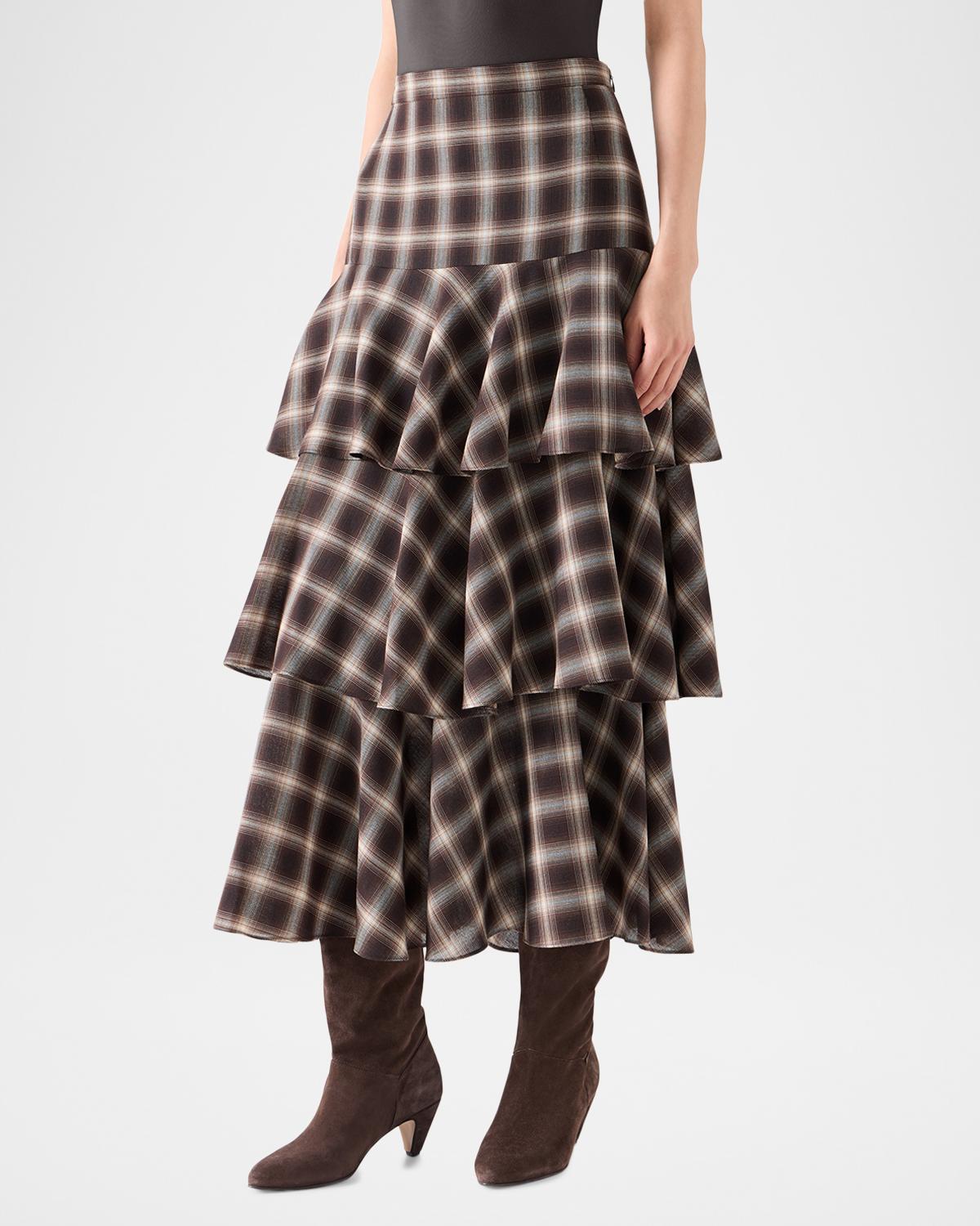 Shelley Plaid Techno Wool-Blend Midi Skirt - thumbnail 4