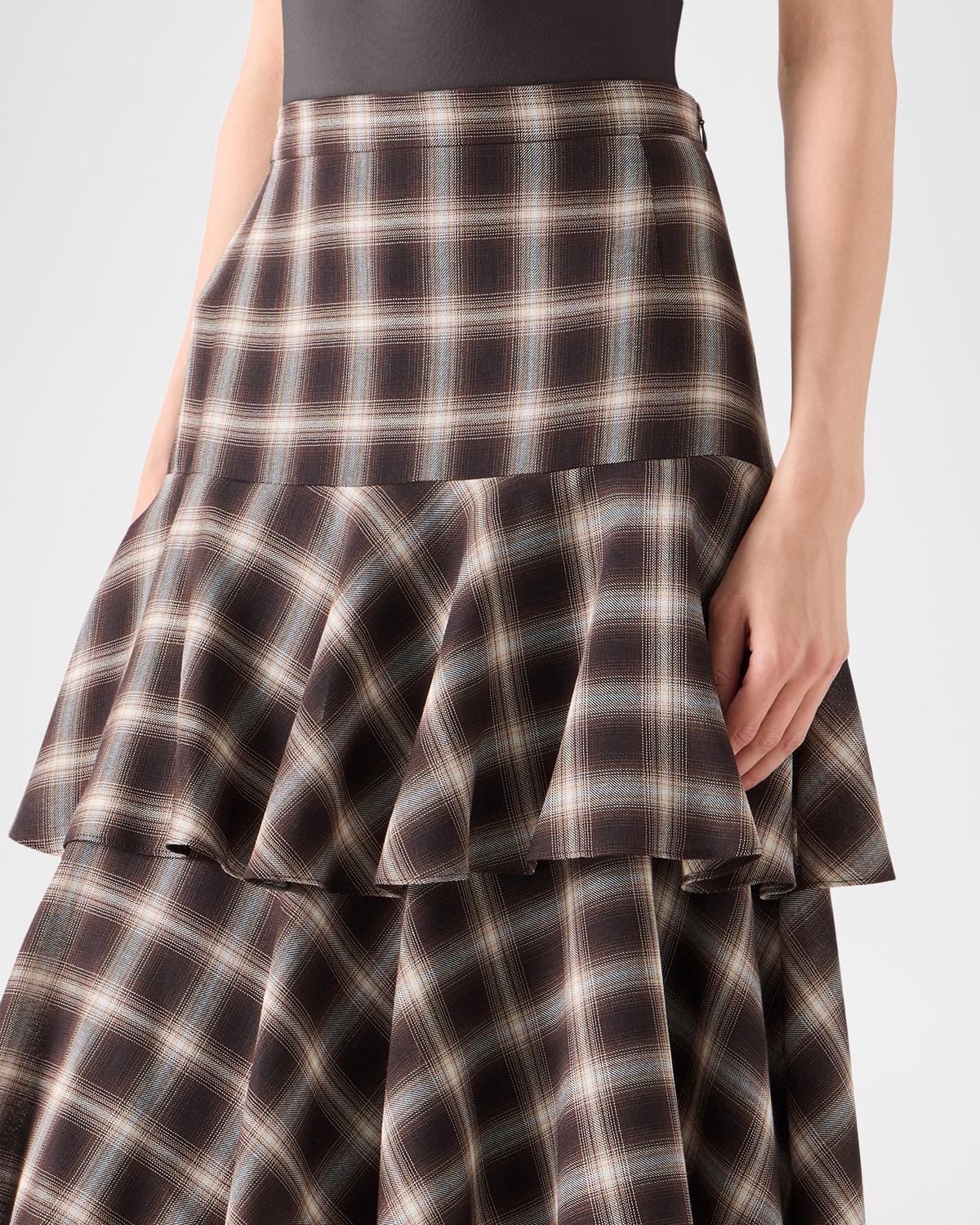 Shelley Plaid Techno Wool-Blend Midi Skirt - thumbnail 5