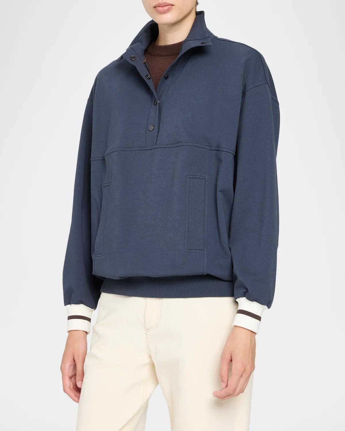 Cotton Jersey Henley Sweatshirt - thumbnail 4