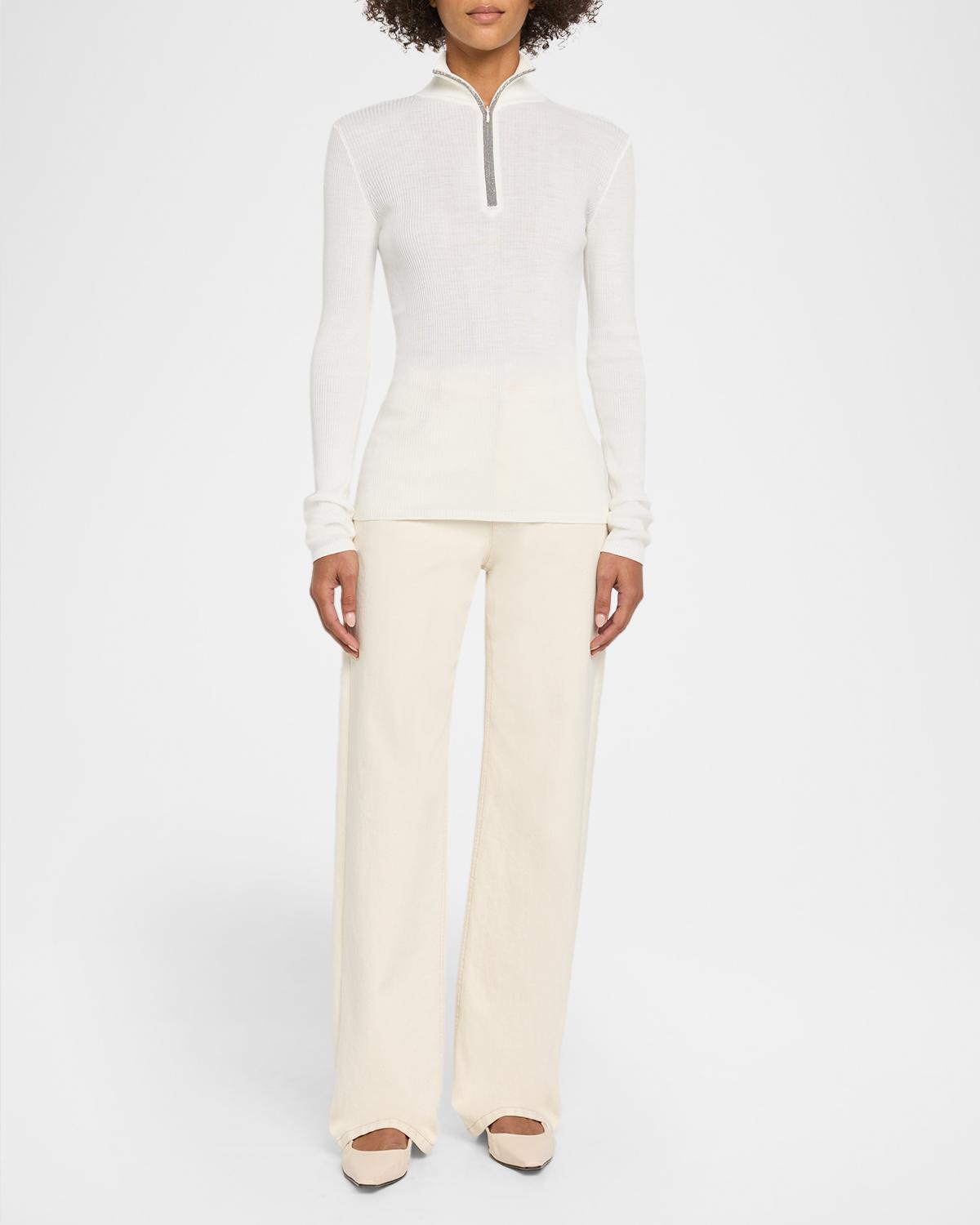 Turtleneck Monili Zip Wool-Cashmere Sweater - thumbnail 2