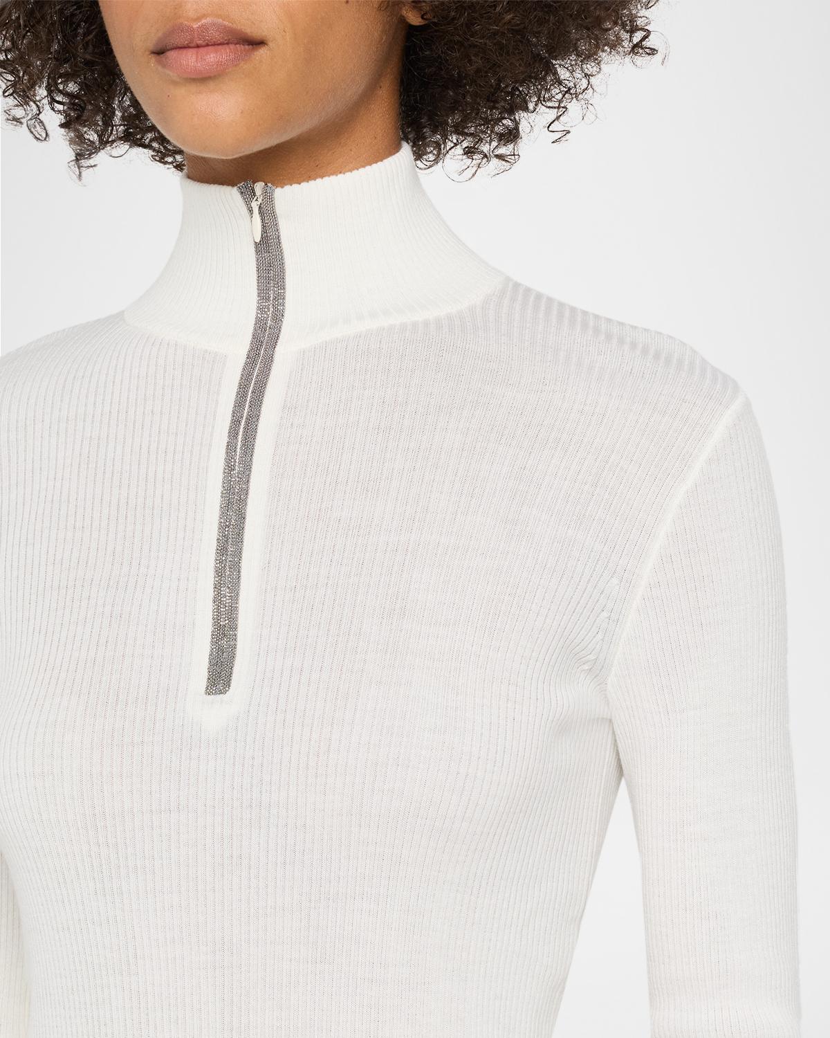 Turtleneck Monili Zip Wool-Cashmere Sweater - thumbnail 5