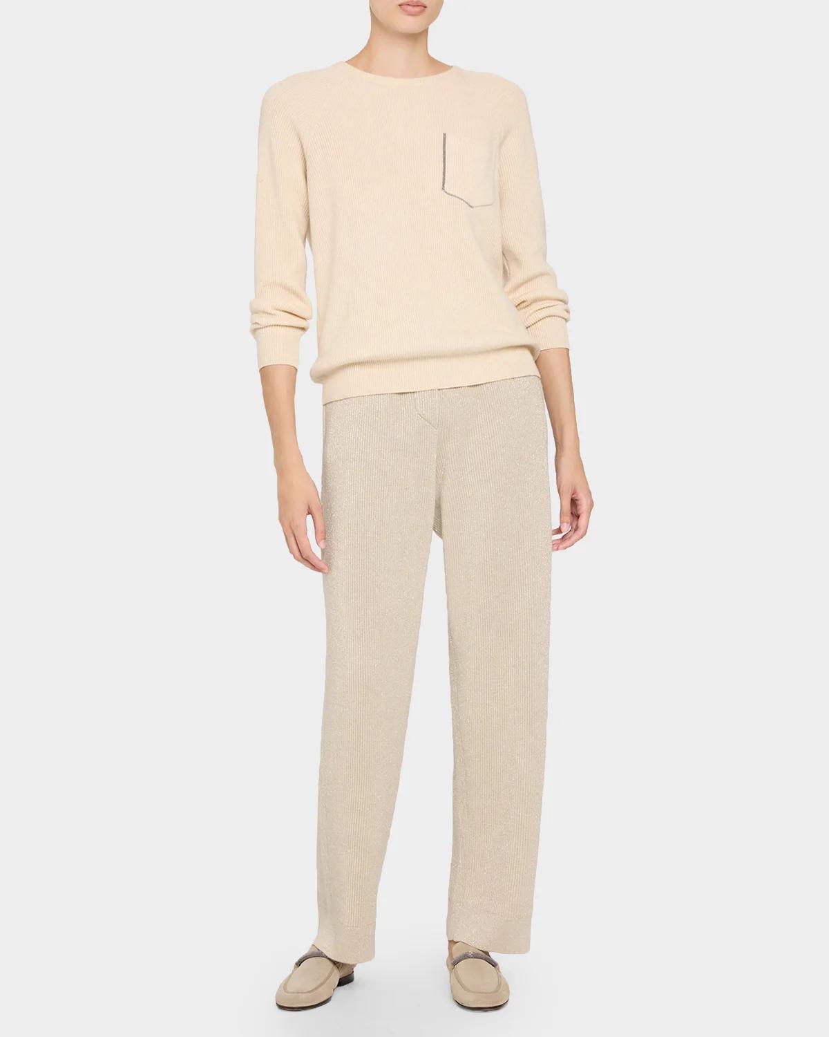 Sparkling Cashmere Knit Straight-Leg Pants - thumbnail 2