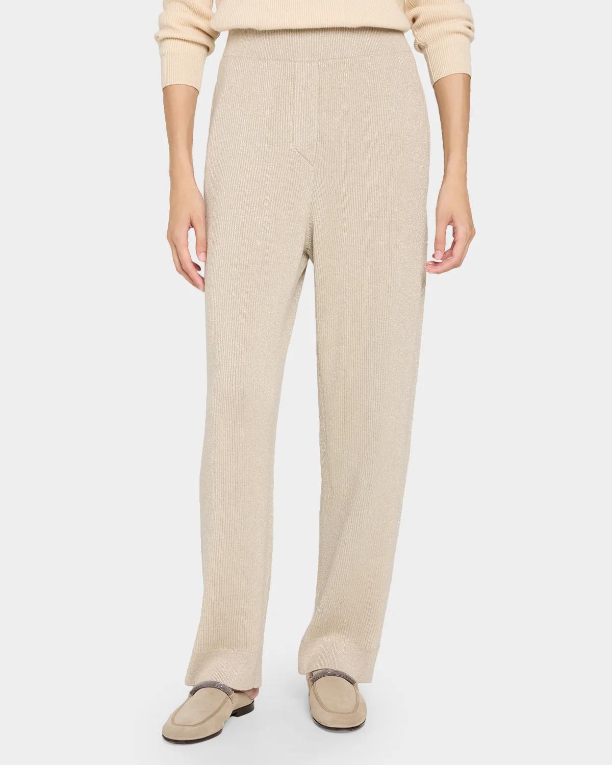 Sparkling Cashmere Knit Straight-Leg Pants - thumbnail 4